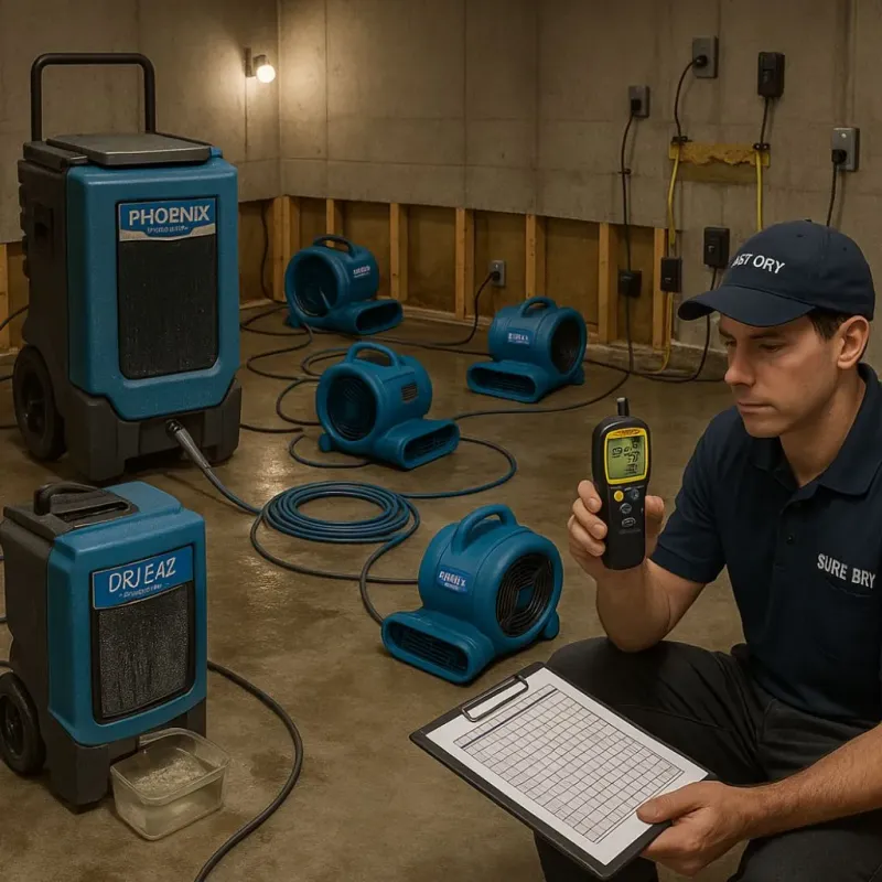 Structural Drying and Dehumidification process in Onalaska, TX